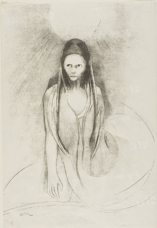 Intelligence was Mine! I Became the Buddha, plate 12 of 24, 1896, Odilon Redon, French, 1840-1916, France, Lithograph in black on thin ivory wove paper, 315 × 215 mm (sheet)