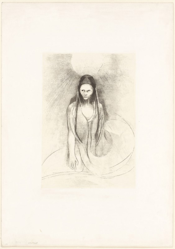 Intelligence was Mine! I Became the Buddha, plate 12 of 24, 1896, Odilon Redon, French, 1840-1916, France, Lithograph in black on cream China paper laid down on ivory wove paper, 316 × 219 mm (image/chine), 569 × 400 mm (sheet)