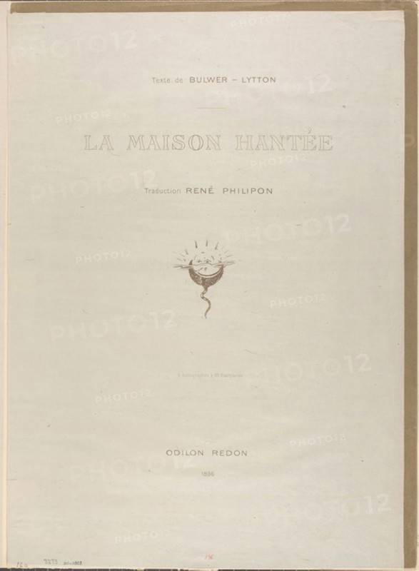 Title plate for La Maison Hantée, 1896, Odilon Redon, French, 1840-1916, France, Lithograph in black on off-white chine, 446 × 318 mm