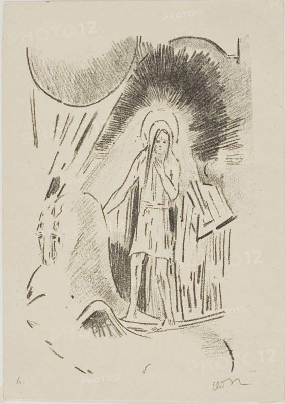 Man on Pegasus, 1898, Odilon Redon, French, 1840-1916, France, Lithograph in black on cream wove paper laid down on white wove paper, 148 × 94 mm (image), 175 × 123 mm (sheet), 325 × 153 mm (sheet, mount)