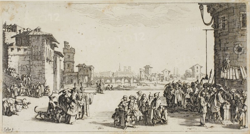 The Slave Market, n.d., Jacques Callot, French, 1592-1635, France, Etching on paper, 115 × 219 mm (plate), 118 × 222 mm (sheet)