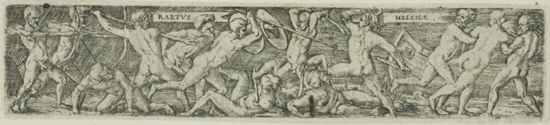 The Abduction of Helen, n.d., Barthel Beham, German, 1502-1540, Germany, Engraving in black on ivory laid paper, 24 x 116 (image/plate), 26 x 119 mm (sheet)