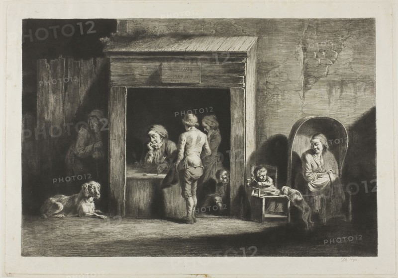 The Public Scribe, 1790, Jean Jacques de Boissieu (French, 1736-1810), after Jacob van Ruisdael (Dutch, 1628/29-1682), France, Etching, drypoint, and roulette on ivory wove paper, 258 × 384 mm (image), 293 × 421 mm (plate), 300 × 427 mm (sheet)
