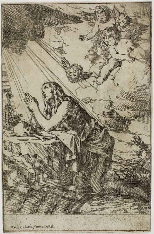 The Magdalen, n.d., Giulio Carpioni, Italian, 1613-1678, Italy, Etching on ivory laid paper, 216 x 139 mm