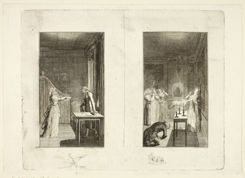 Illustration to Samuel Richardson’s Clarissa, 1796, Daniel Nikolaus Chodowiecki, German, 1726-1801, Germany, Etching on paper, 119 x 68 mm (image), 166 x 211 mm (plate)