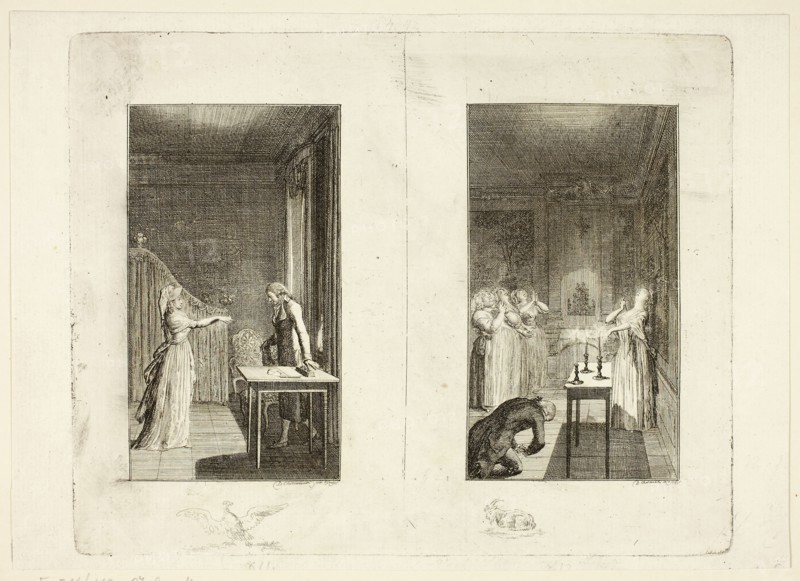 Illustration to Samuel Richardson’s Clarissa, 1796, Daniel Nikolaus Chodowiecki, German, 1726-1801, Germany, Etching on paper, 119 x 68 mm (image), 166 x 211 mm (plate)