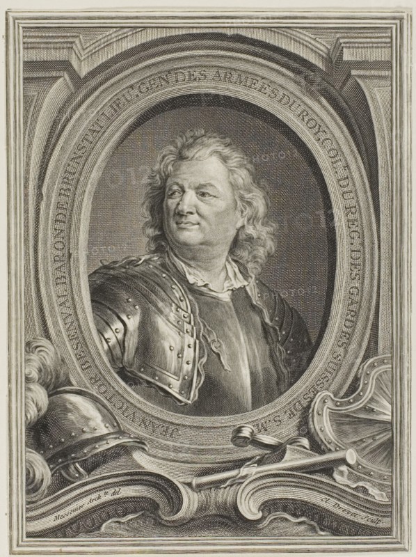 Portrait of Jean-Victor, Baron de Besenval, n.d., Claude Drevet (French, 1697-1781), after Justin Aurèle Meissonnier (French, 1675-1750), France, Engraving on ivory laid paper, 229 × 170 mm (image/sheet, cut within platemark)