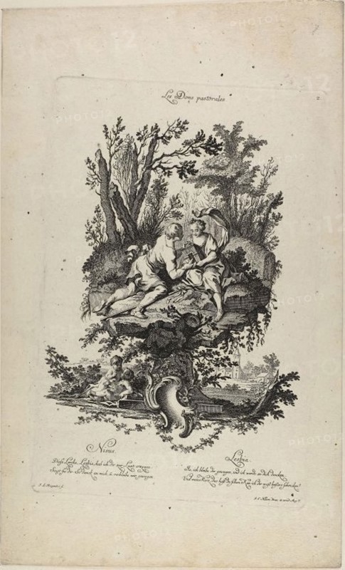 Pastoral Gifts, n.d., Johann Lorenz Rugendas I (German, 1730–1799), after Charles Eisen (French, 1720–1778), Germany, Etching on ivory laid paper, 291 x 192 mm (plate), 397 x 240 mm (sheet)