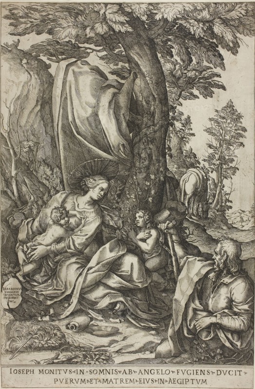 Rest on the Flight into Egypt, 1583, Bernardino Passeri, Italian, c.1540-1591, Italy, Engraving in black on paper, 430 x 281 mm