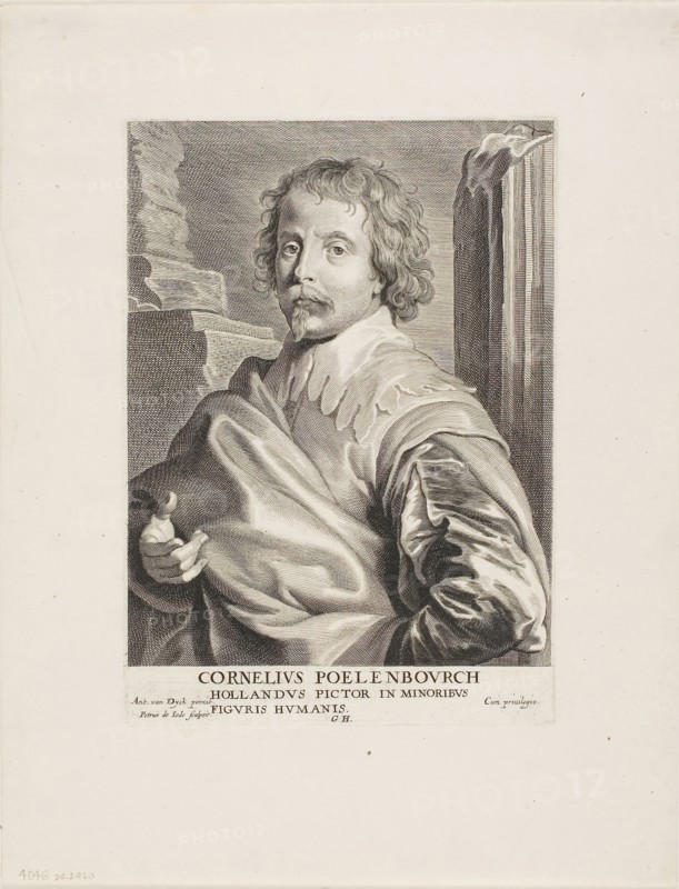 Cornelis van Poelenburch, 1630/45, Pieter de Jode II (Flemish, 1606–c. 1674), after Anthony van Dyck (Flemish, 1599-1644), Holland, Engraving in black on ivory laid paper, 230 x 164 mm (plate), 336 x 258 mm (sheet)