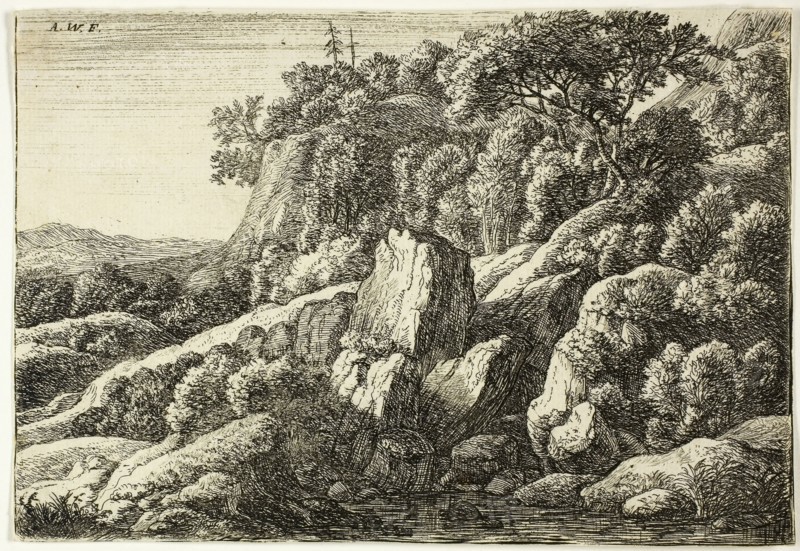 Rocky Landscape, n.d., Anthoni Waterlo, Dutch, 1609-1690, Holland, Etching on paper, 114 x 166 mm (image), 114 x 166 mm (sheet)