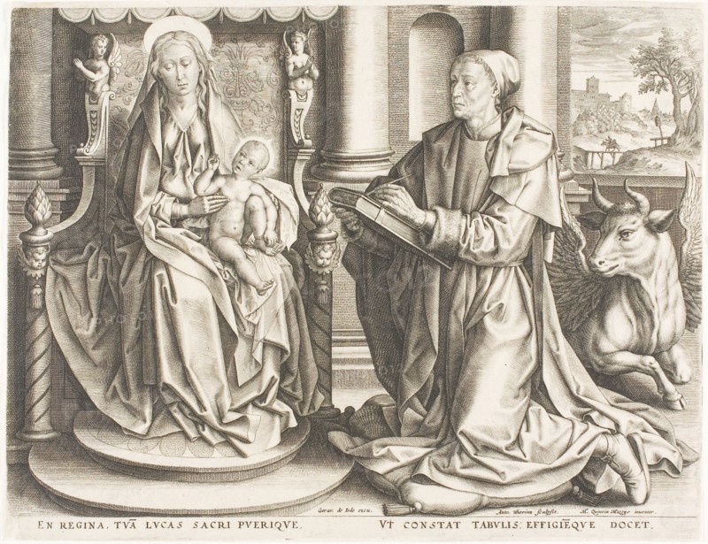 Saint Luke Painting the Virgin, n.d., Antoine Wiertz (Belgian, 1806-1865), after Quentin Massys (Flemish, 1466-1530), Belgium, Engraving on paper, 222 × 289 mm (plate), 226 × 292 mm (sheet)