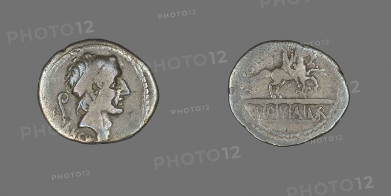 Denarius (Coin) Depicting King Ancus Marcius, 56 BC, Roman, minted in Rome, Italy, Silver, Diam. 2 cm, 3.28 g