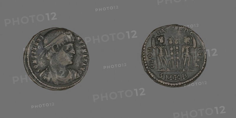 Coin Portraying Emperor Constantine I, AD 331/334, Roman, minted in Cyzicus, Asia Minor (now Turkey), Roman Empire, Bronze, Diam. 1.8 cm, 2.18 g