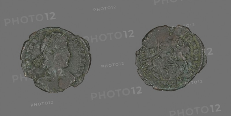 Coin Portraying Emperor Constantius II, AD 337/361, Roman, minted in Aquileia, Roman Empire, Bronze, Diam. 2 cm, 1.81 g
