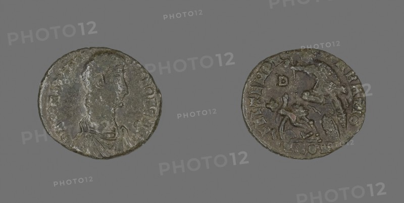 Coin Portraying Emperor Constantius II, AD 337/361, Roman, minted in Arles, Roman Empire, Bronze, Diam. 2 cm, 2.37 g