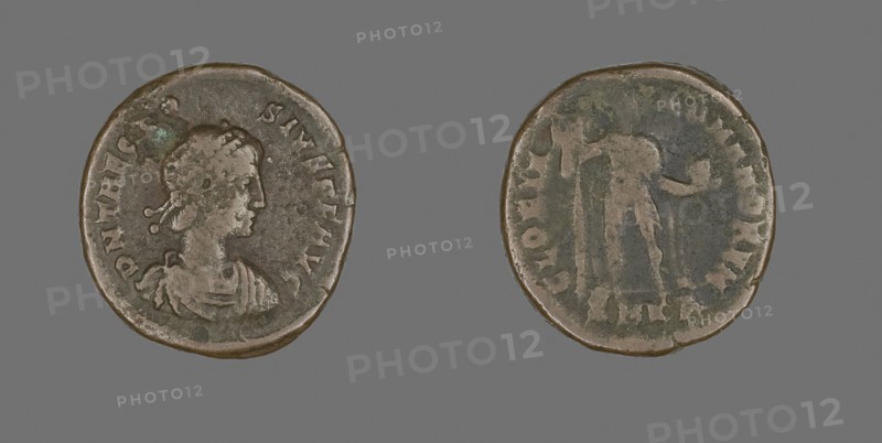 Coin Portraying Emperor Theodosius, AD 379/395, Roman, minted in Cyzicus, Roman Empire, Bronze, Diam. 2.2 cm, 5.41 g