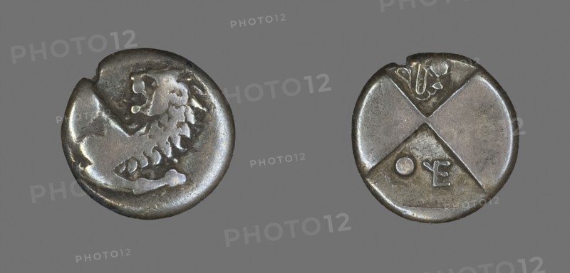 Hemidrachm (Coin) Depicting a Lion, late 5th century BC, Thracian, minted in Chersonesus, Roman Empire, Silver, Diam. 1.3 cm, 2.32 g