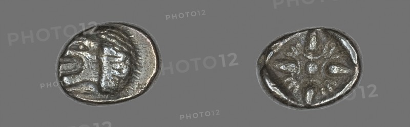 Diobol (Coin) Depicting a Lion, early 5th century BC, Greek, minted in Miletus, Ionia, Roman Empire, Silver, Diam. 1.1 cm, 1.20 g