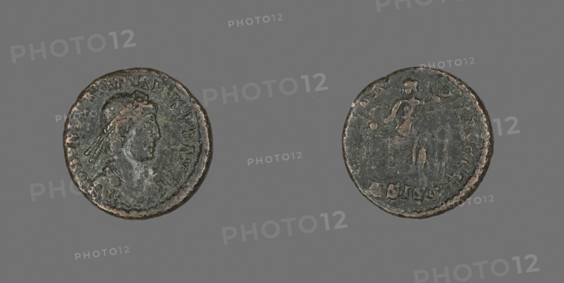 Coin Portraying Emperor Valentinian II, AD 375/392, Roman, Roman Empire, Bronze, Diam. 1.7 cm, 2.40 g
