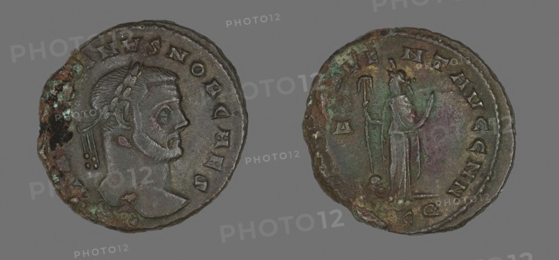 Coin Portraying Emperor Galerius, AD 293, Roman, Roman Empire, Bronze, Diam. 2.7 cm, 8.78 g