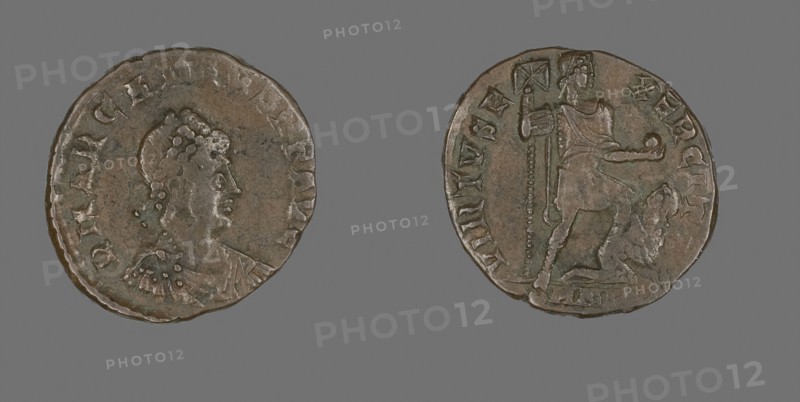 Coin Portraying Emperor Arcadius, AD 383/408, Roman, Roman Empire, Bronze, Diam. 2.3 cm, 4.41 g