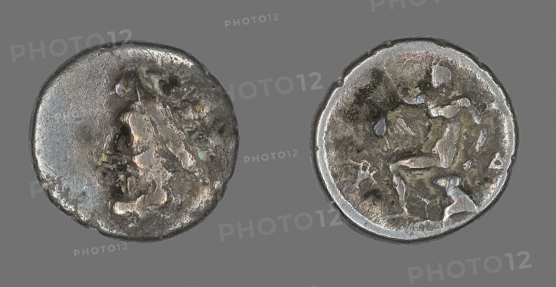 Hemidrachm (Coin) Depicting the God Zeus, after 371 BC, Greek, minted in Megalopolis, Megalópolis, Silver, Diam. 1.6 cm, 2.27 g
