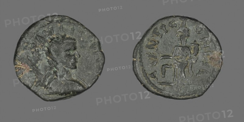 Coin Portraying an Emperor, end of 3rd century BC (?), Greek, Ancient Greece, Bronze?, Diam. 2.3 cm, 6.87 g