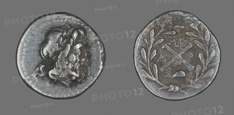 Hemidrachm (Coin) Depicting the God Zeus Amarios, 280/146 BC, Greek, minted in Lycoa, Ancient Greece, Silver, Diam. 1.6 cm, 2.16 g