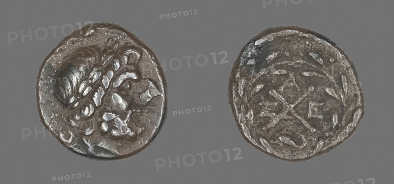 Hemidrachm (Coin) Depicting the God Zeus Amarios, 280/146 BC, Greek, Ancient Greece, Silver, Diam. 1.5 cm, 2.44 g