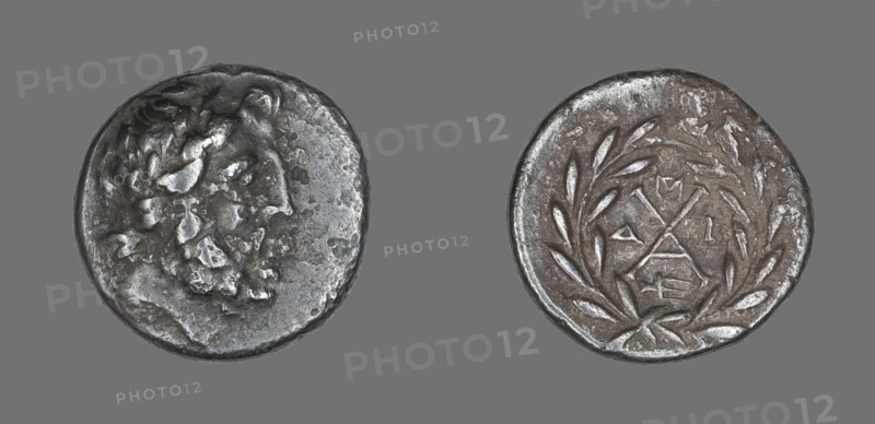Hemidrachm (Coin) Depicting the God Zeus Amarios, before 222 BC, Greek, Mantíneia, Silver, Diam. 1.5 cm, 2.30 g