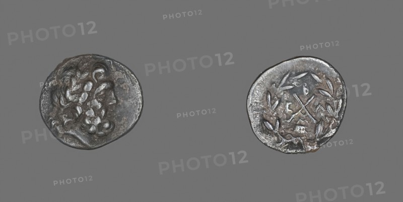 Hemidrachm (Coin) Depicting the God Zeus Amarios, 234/146 BC, Greek, Mantíneia, Silver, Diam. 1.6 cm, 2.33 g