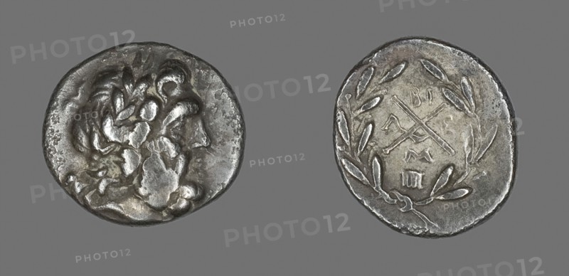 Hemidrachm (Coin) Depicting the God Zeus Amarios, 234/146 BC, Greek, minted in Megalopolis, Megalópolis, Silver, Diam. 1.5 cm, 2.36 g