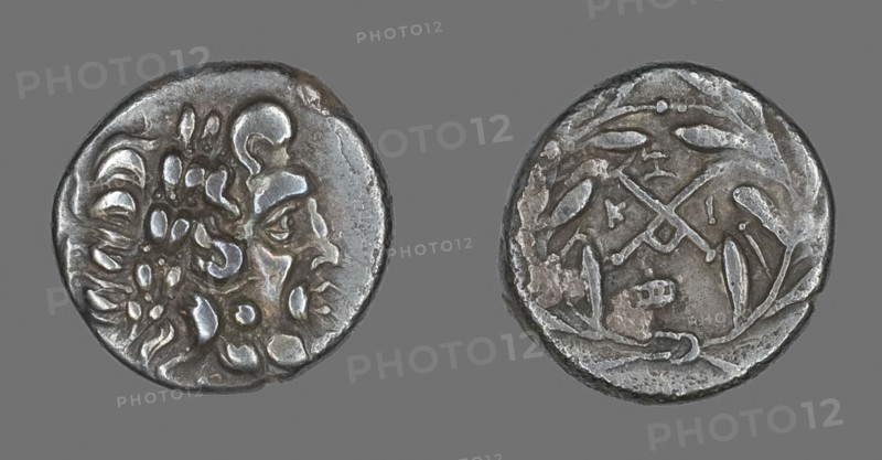 Hemidrachm (Coin) Depicting the God Zeus Amarios, 234/146 BC, Greek, minted in Megalopolis, Megalópolis, Silver, Diam. 1.5 cm, 2.33 g