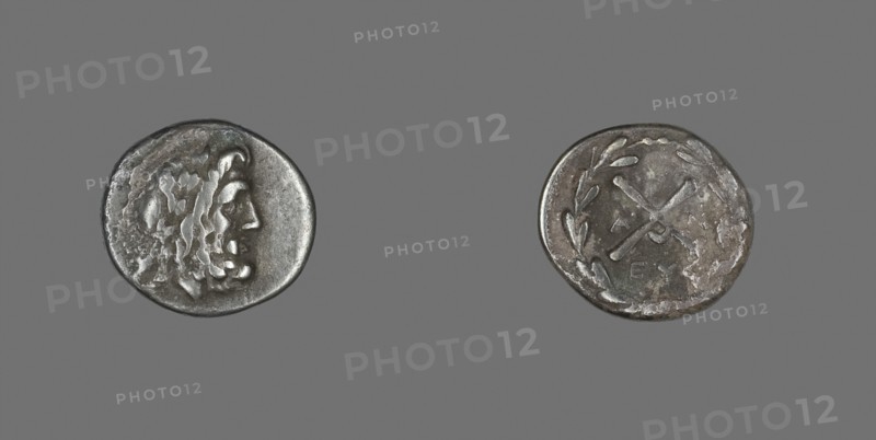Hemidrachm (Coin) Depicting the God Zeus Amarios, 222/146 BC, Greek, Ancient Greece, Silver, Diam. 1.6 cm, 2.30 g