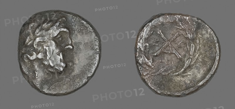 Hemidrachm (Coin) Depicting the God Zeus Amarios, 222/146 BC, Greek, Ancient Greece, Silver, Diam. 1.5 cm, 2.39 g