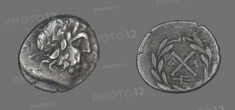 Hemidrachm (Coin) Depicting the God Zeus Amarios, before 222 BC, Greek, minted in Mantineia, Mantíneia, Silver, Diam. 1.6 cm, 2.30 g