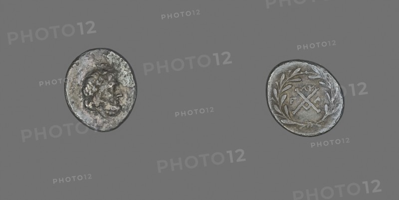 Hemidrachm (Coin) Depicting the God Zeus Amarios, 191/146 BC, Greek, Elis, Silver, Diam. 1.7 cm, 2.19 g