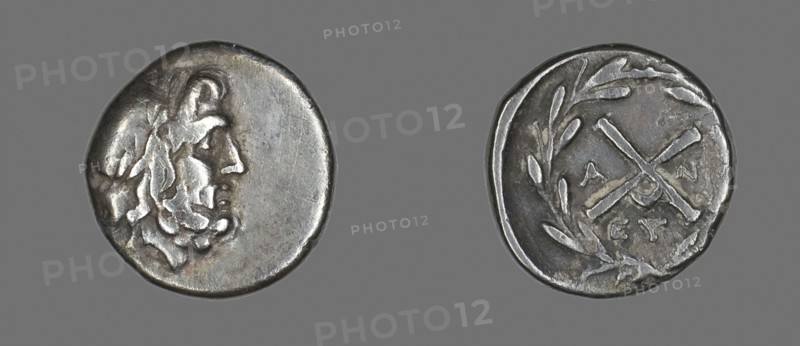 Hemidrachm (Coin) Depicting the God Zeus Amarios, 222/146 BC, Greek, Ancient Greece, Silver, Diam. 1.5 cm, 2.37 g