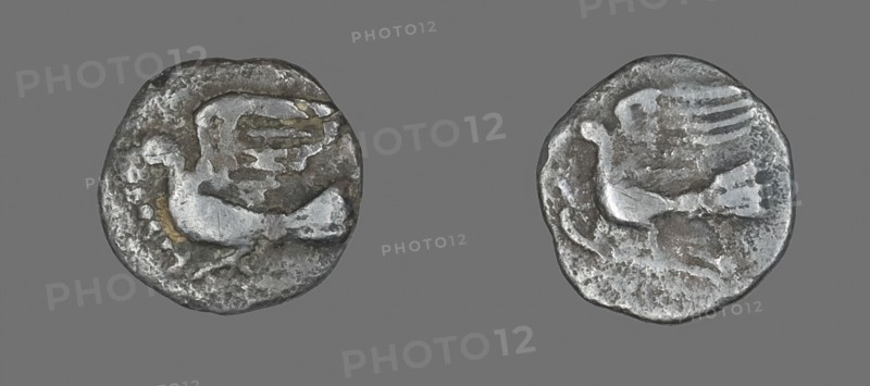 Obol (Coin) Depicting a Dove, 400/323 BC, Greek, Ancient Greece, Silver, Diam. 1.1 cm, 0.72 g
