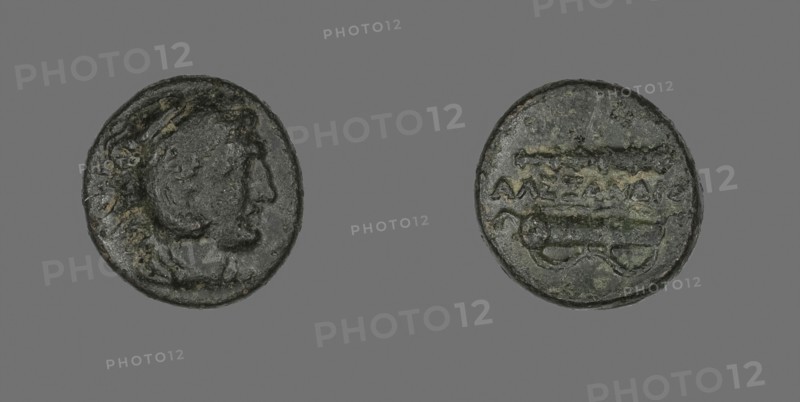 Coin Depicting the Hero Herakles, 336/323 BC, Greek, Ancient Greece, Bronze, Diam. 1.8 cm, 5.81 g