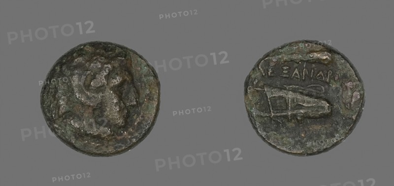 Coin Depicting the Hero Herakles, 336/323 BC, Greek, Ancient Greece, Bronze, Diam. 1.2 cm, 1.47 g