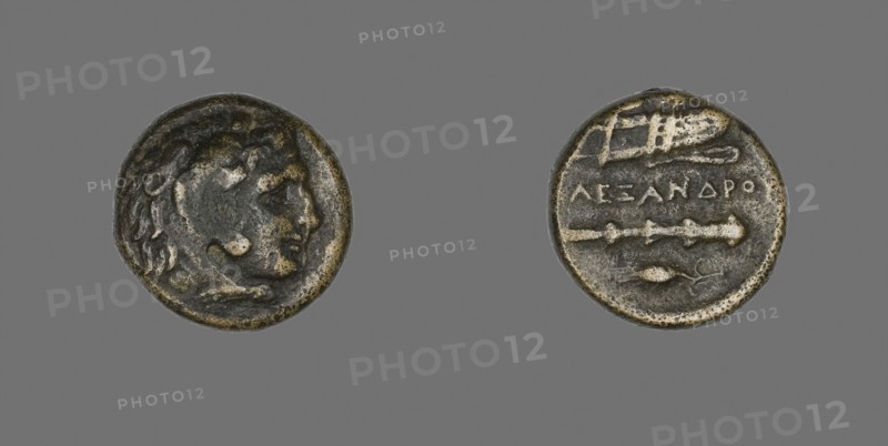 Coin Depicting the Hero Herakles, 336/323 BC, Greek, Ancient Greece, Bronze, Diam. 1.7 cm, 6.09 g