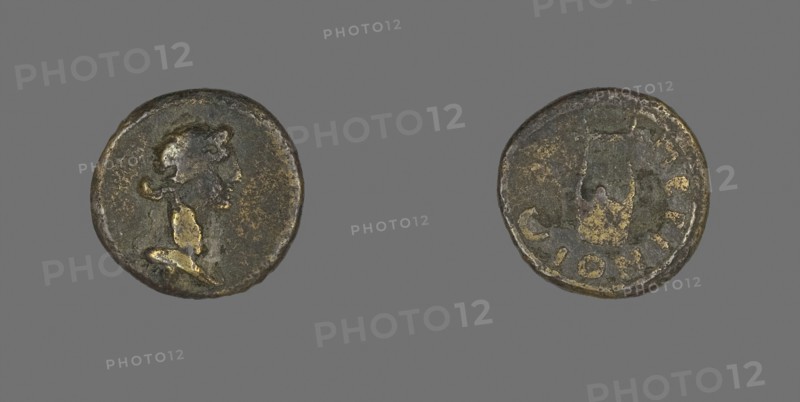 Coin Depicting Bust of Dionysos, mid–1st century BC, Greek, minted in Perinthos, Thrace, Ancient Greece, Bronze, Diam. 1.7 cm, 2.58 g