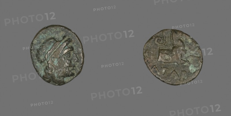 Coin Depicting the God Apollo, 3rd century BC, Greek, Ancient Greece, Bronze, Diam. 1.7 cm, 3.07 g