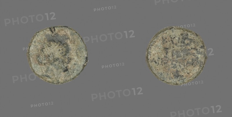 Coin Depicting the Amazon Cyme, about 250 BC, Greek, minted in Cyme, Acolis, Ancient Greece, Bronze, Diam. 1.7 cm, 3.07 g