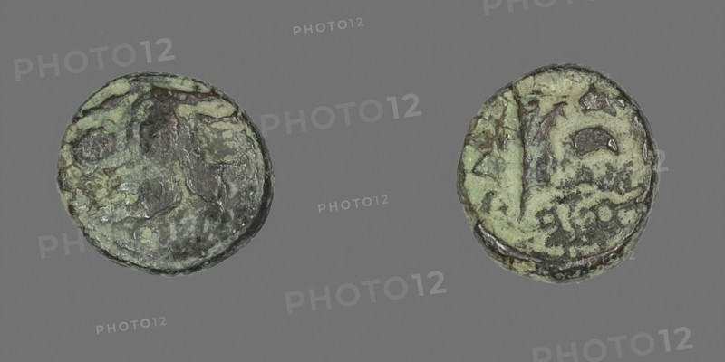 Coin Depicting a Sphinx, 301/109 BC (?), Greek, possibly minted in Chios, Ionia, Ancient Greece, Bronze, Diam. 1.1 cm, 1.35 g