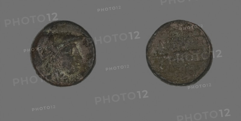 Coin Depicting the Goddess Athena, 200/133 BC, Greek, Ancient Greece, Bronze, Diam. 1.7 cm, 6.07 g
