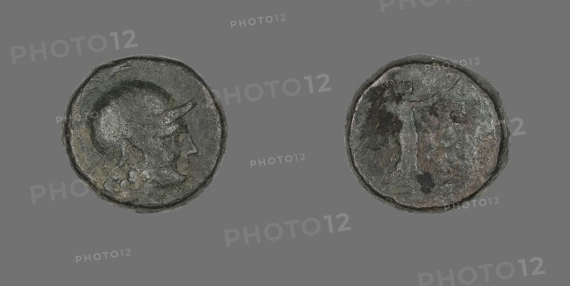 Coin Depicting the Goddess Athena, after 133 BC, Greek, Ancient Greece, Bronze, Diam. 1.8 cm, 8.67 g