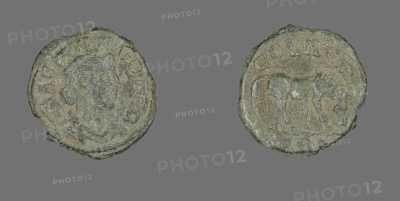 Coin Depicting Tyche, AD 211/268, Roman, Roman Empire, Bronze, Diam. 2.1 cm, 5.10 g